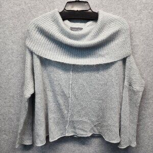 Wooden Ships Cowl Neck Sweater S/M Gray Mohair Wool Funnel Dolman Sleeve Knit